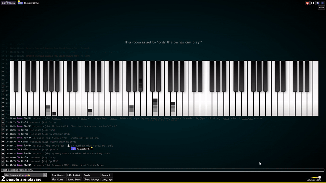 Video demo of Requests for Multiplayer Piano.
